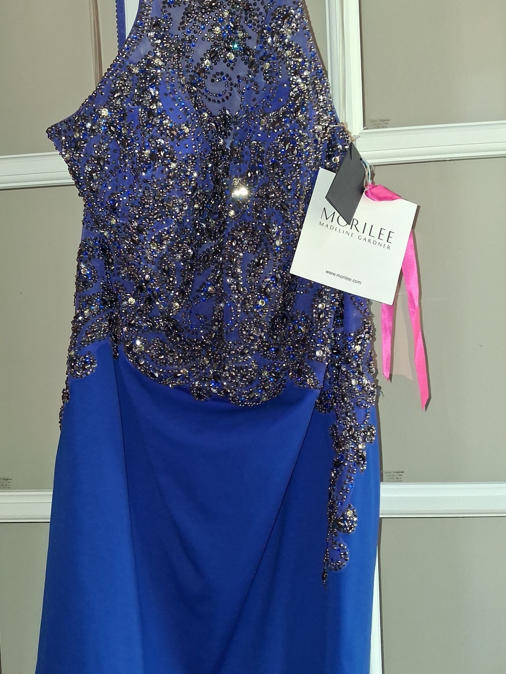 Mori Lee Royal Blue Beaded Evening Dress